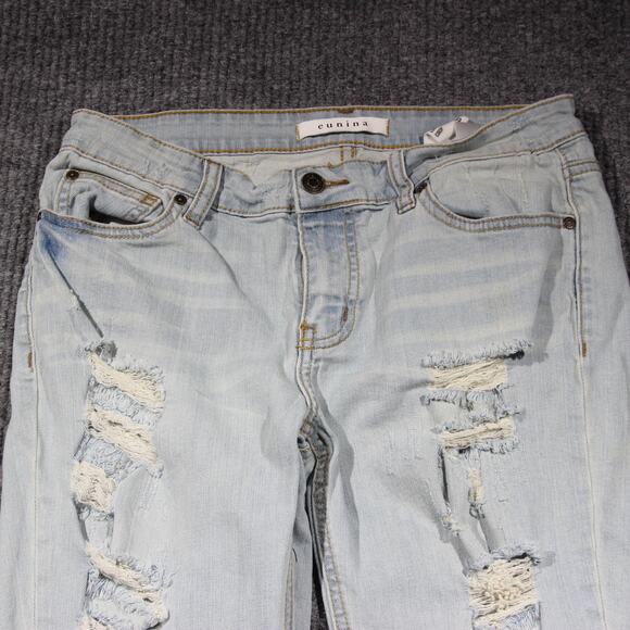 Eunina Sexy Boyfriend Lowrise Crop Jeans Womens 9 Light Wash Stretch Skinny - Picture 1 of 5